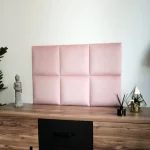 Vizualizácia nástenných čalúnených panelov štvorec 30x30 - Ružová