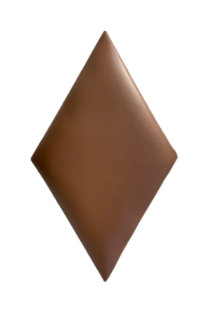 Nástenný čalúnený kožený panel 35x35 kosoštvorec diamant - Hnedá koža
