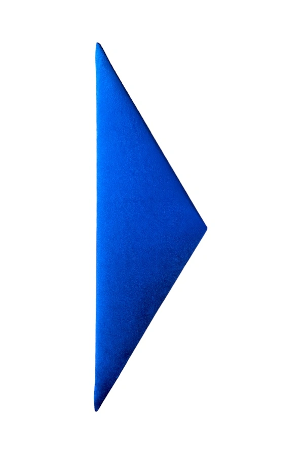 Nástenný čalúnený panel 60x18 trojuholník - Modrá lesklá