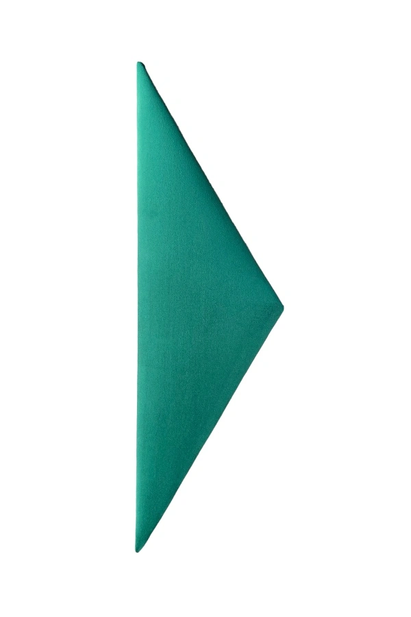 Nástenný čalúnený panel 60x18 trojuholník - Smaragdovo zelená lesklá