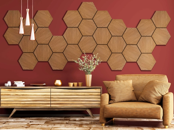 Nástenný drevený obklad MDF | Hexagon