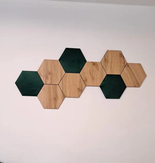 Čalúnené panely Hexagón na stene
